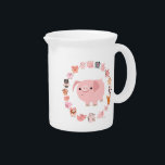 Cute Cartoon Pig Mandala Pitcher<br><div class="desc">A mandala (circle) of cute cartoon pigs :) Fully customizable and available on various products.</div>