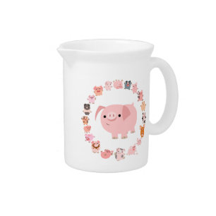 Cute Cartoon Pig Mandala Pitcher