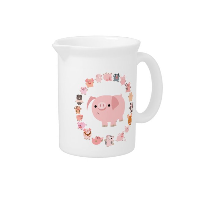Cute Cartoon Pig Mandala Pitcher (Right)