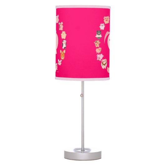 Cute Cartoon Pig Mandala Table Lamp (Front)