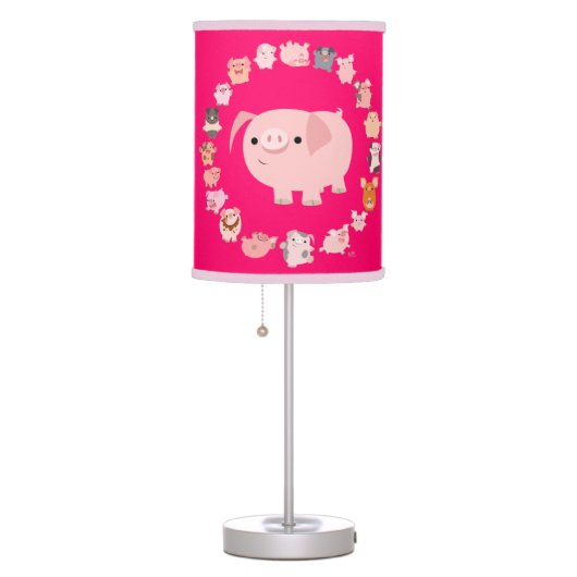Cute Cartoon Pig Mandala Table Lamp (Right)