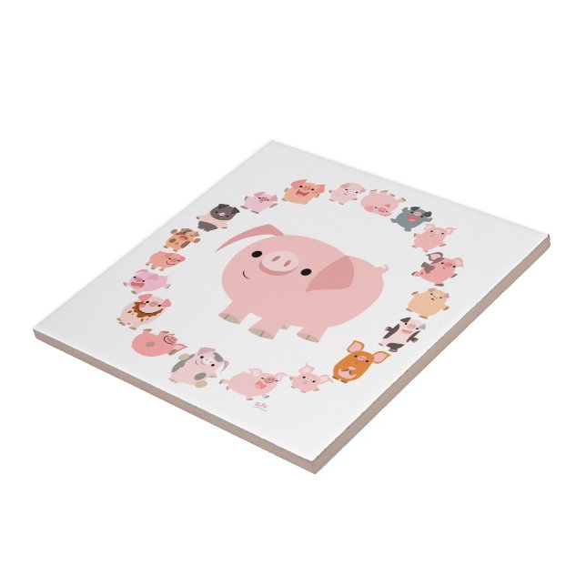Cute Cartoon Pig Mandala Tile (Side)
