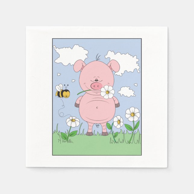 Cute Cartoon Pig Napkins (Front)