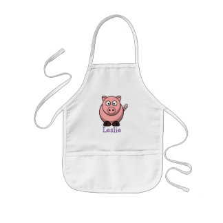 Cute cartoon pig personalized with childs name kids' apron