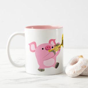 Cute Cartoon Pig Playing Trumpet Mug