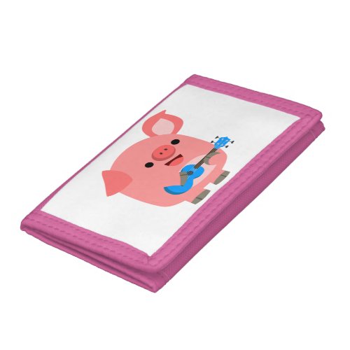 Cute Cartoon Pig Playing Ukulele Photo Wallet