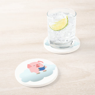 Cute Cartoon Pig Reader on Cloud Coaster