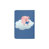 Cute Cartoon Pig Reader on Cloud Passport Cover (Back)