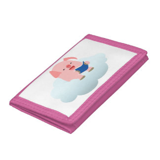 Cute Cartoon Pig Reader on Cloud Wallet