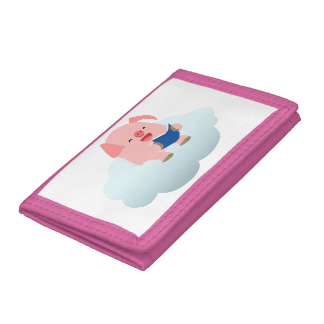 Cute Cartoon Pig Reader on Cloud Wallet (Bottom)