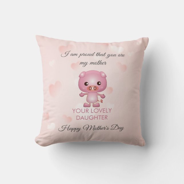 Cute Cartoon Pig Throw Pillow (Front)