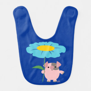 Cute Cartoon Pig With Gift (Blue) Baby Bib