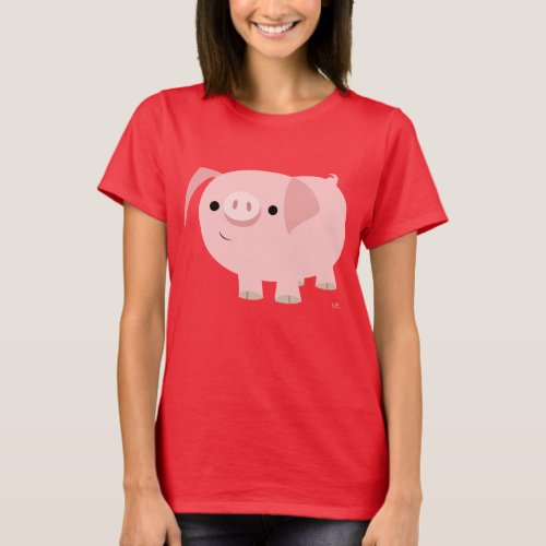 Cute Cartoon Pig Women T_Shirt