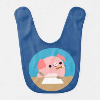 Cute Cartoon Pig "Writer's Block" Baby Bib