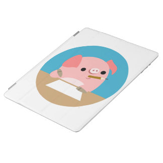 Cute Cartoon Pig "Writer's Block" iPad Cover