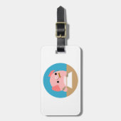 Cute Cartoon Pig "Writer's Block" Luggage Tag (Front Vertical)