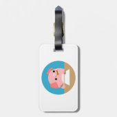 Cute Cartoon Pig "Writer's Block" Luggage Tag (Back Vertical)
