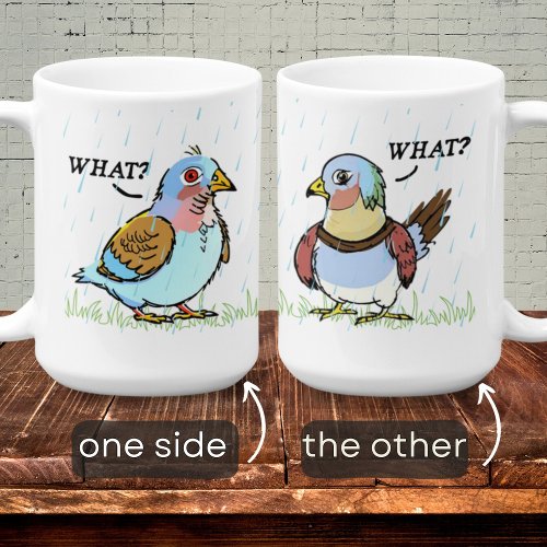 Cute Cartoon Pigeon Bird Rain Grass    Coffee Mug