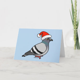 Cute Cartoon Pigeon Santa Holiday Card