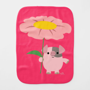 Cute Cartoon Piglet With Gift (Pink) Burp Cloth