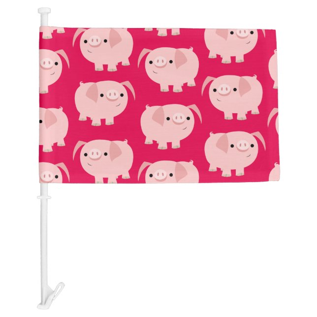 Cute Cartoon Pigs Car Flag (Front)