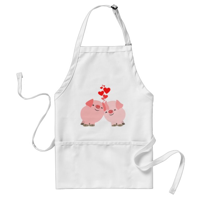 Cute Cartoon Pigs in Love Apron (Front)