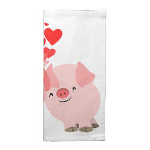 Cute Cartoon Pigs in Love Cloth Napkins