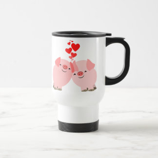 Cute Cartoon Pigs in Love Commuter Mug