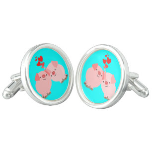 Cute Cartoon Pigs in Love Cufflinks