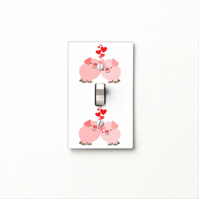 Cute Cartoon Pigs in Love Light Switch Cover (In Situ)