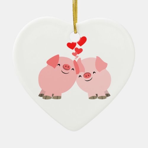Cute Cartoon Pigs in Love Ornament