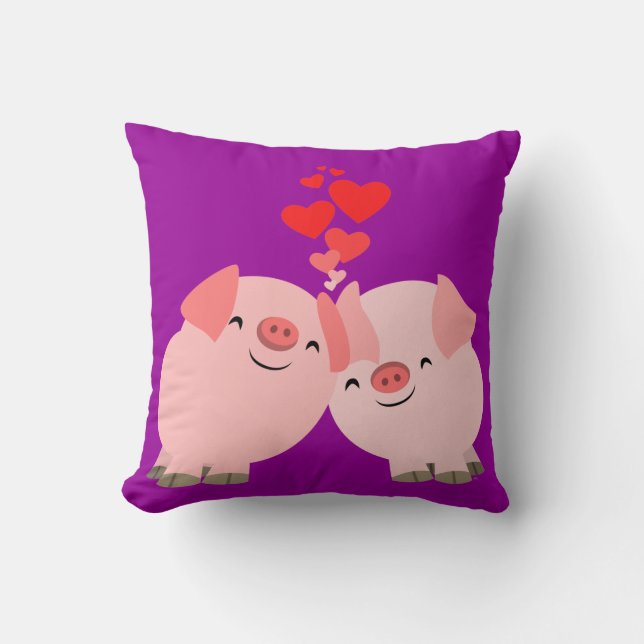 Cute Cartoon Pigs in Love Pillow (Front)