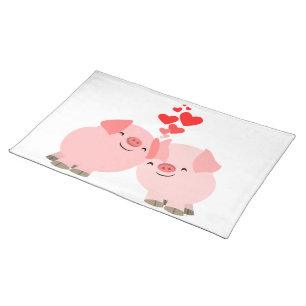 Cute Cartoon Pigs in Love Placemat