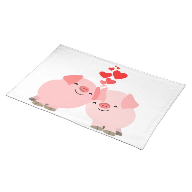 Cute Cartoon Pigs in Love Placemat (On Table)