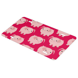 Cute Cartoon Pigs License Plate Cover