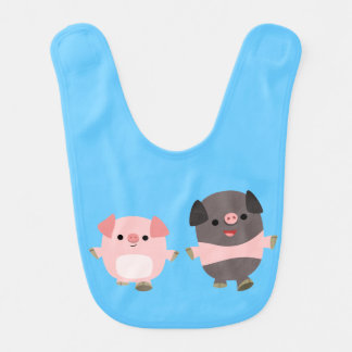 Cute Cartoon Pigs On a Walk Baby Bib