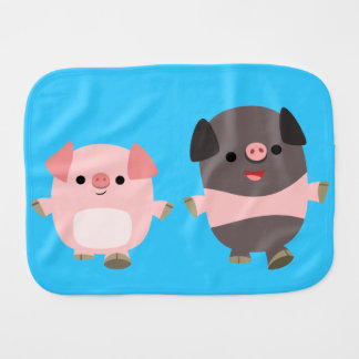 Cute Cartoon Pigs On a Walk Burp Cloth