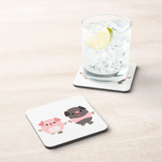 Cute Cartoon Pigs On a Walk Coasters Set
