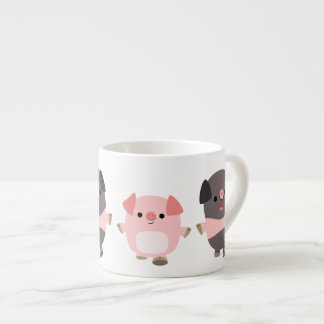 Cute Cartoon Pigs On a Walk Espresso Mug