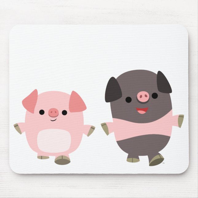 Cute Cartoon Pigs On a Walk Mousepad (Front)
