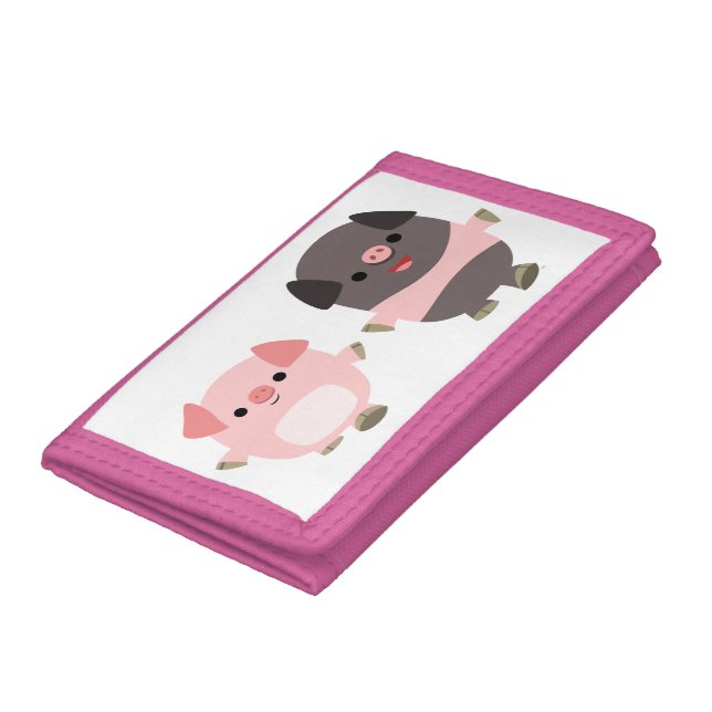 Cute Cartoon Pigs On a Walk Wallet (Bottom)