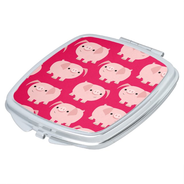Cute Cartoon Pigs Pocket Mirror For Makeup (Turned)