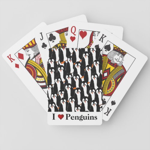 Cute Cartoon Piles of Penguins I Heart Penguins Playing Cards