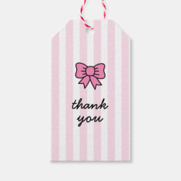 Cute Cartoon Pink Bow Thank You Gift Tags