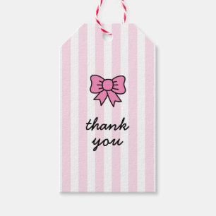 Cute Cartoon Pink Bow Thank You Gift Tags