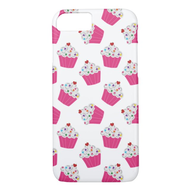 Cute Cartoon Pink Cupcake Sprinkles Pattern Case-Mate iPhone Case (Back)