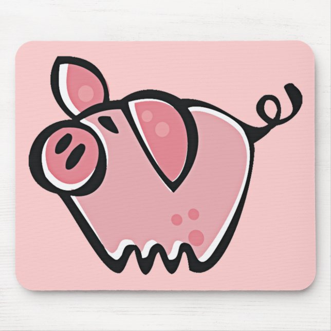 Cute Cartoon Pink Pig Mouse Pad (Front)
