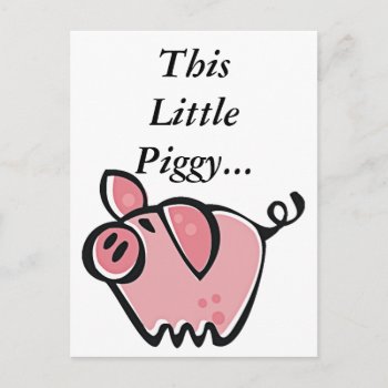 Cute Cartoon Pink Pig Postcard by FaerieRita at Zazzle