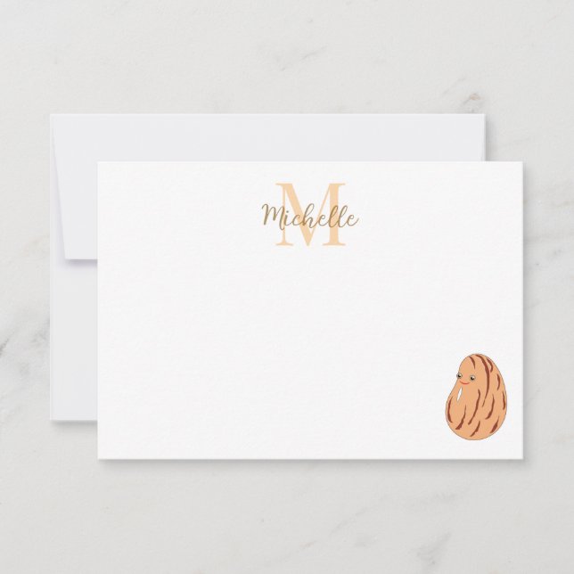 Cute Cartoon Pinto Bean Personalized Monogram Note Card (Front)