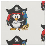 Cute Cartoon Pirate Penguin with Parrot Fabric